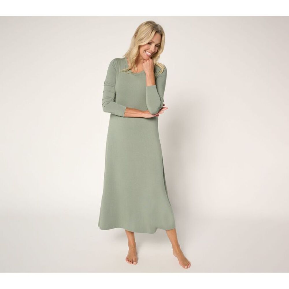 Gloria Vanderbilt Women's Sleepwear Sz M Soothing Knit Jersey Midi Green A723308